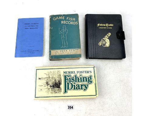 4 fishing books - 'Muriel Foster's Fishing Diary' by Michael Joseph, 'Game Fish Records' by Jock Scott, 'Fishing Tackle, A Co