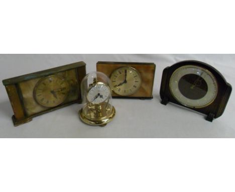 Assortment of mantle clocks and domed glass clock