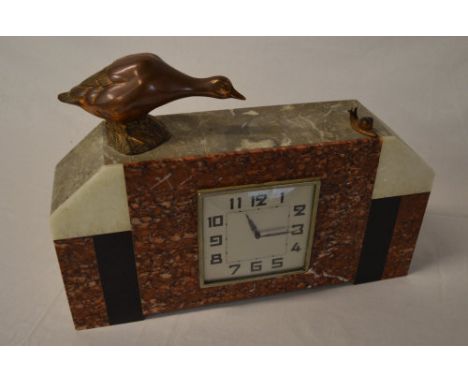 French Art Deco clock featuring a duck & snail