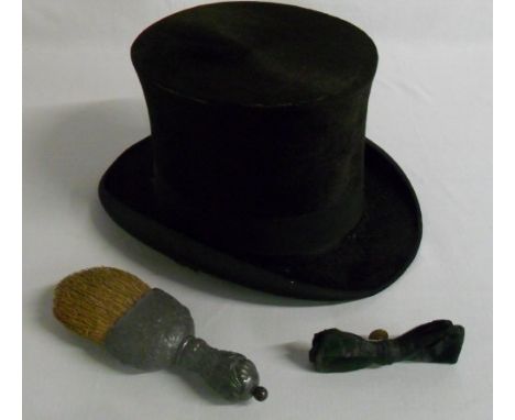 Top hat, brush & bow tie