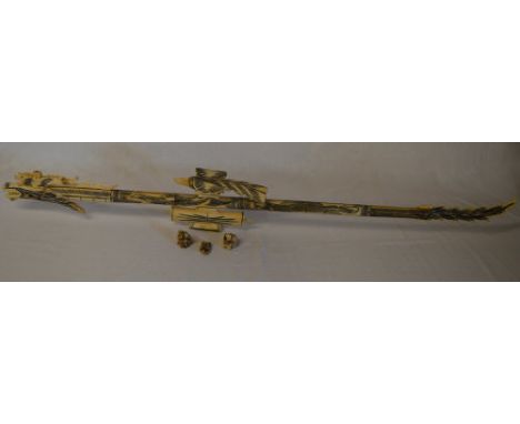 3 resin Netsukes & an ornate blow pipe