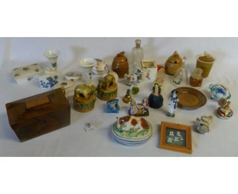 Various items inc tea caddy & honey pots