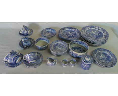 Spode blue and white pt dinner/tea service approx 49 pieces