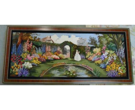 Lg tapestry of a garden scene 144 cm x 64 cm
