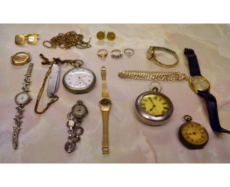 Various watches inc Rotary, Smiths, pocket watches, cufflinks etc