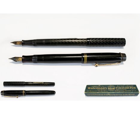 L. E. Waterman &amp; Co New York / Montreal Watermans Ideal Fountain Pen. Features Self Filling, Hard Black Rubber Case, 14ct
