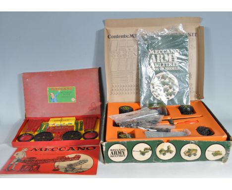 A collection of vintage 20th century Meccano toys comprising of a Meccano accessory outfit together with a Meccano Army Multi