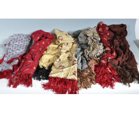 A collection of fourteen vintage 1950s unusual gentleman's English made Tootal mod style scarves in a variety of designs incl