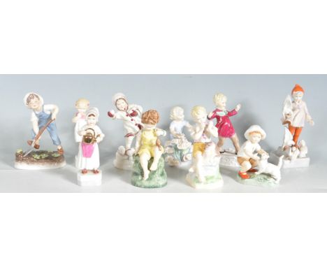 A collection of seven vintage 20th century Royal Worcester fine bone china figurines / season / monthly figurines made by F. 