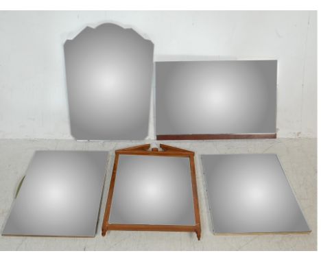 A collection of five vintage retro 20th century mirrors / wall hanging mirrors of varicose sizes and shapes.Measures, 71 cm H