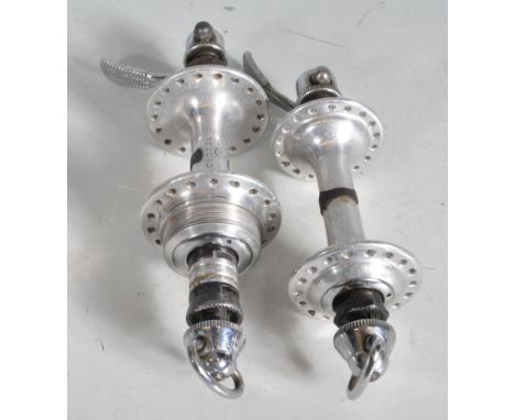 Vintage Bicycle and Spares - A retro vintage 1980s Campagnolo front and back 36 hole hub set. Comes with quick release handle