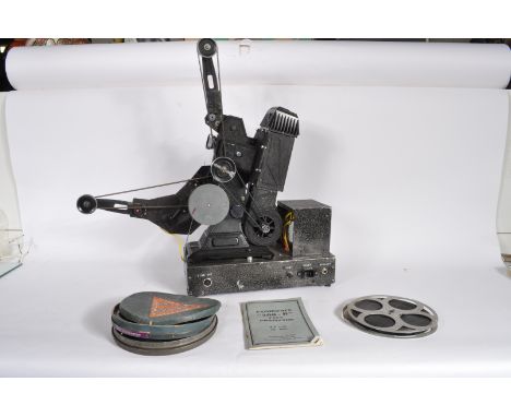 A vintage retro mid century 9.5mm / 16mm Pathescope 200B plus movie projector. The projector finished in black enamel paint w