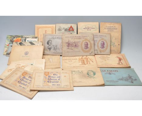 A collection of vintage cigarette cards mounted in presentation boos to include Player's Aeroplanes (civil), Motor Cars (seco