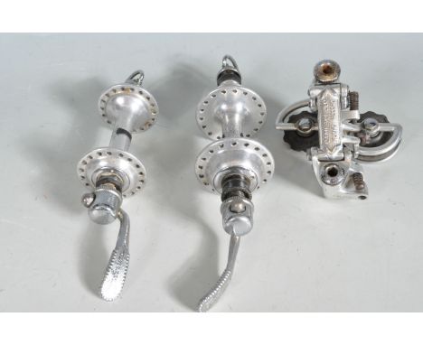 Vintage Bicycle and Spares - A retro vintage 1980s Campagnolo Nuovo Record front and back 36 hole hub set. Comes with quick r