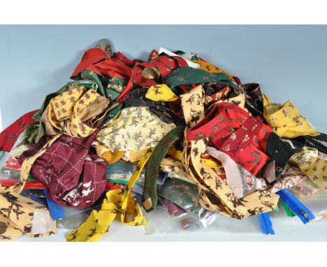 A large collection of vintage 1950s equestrian and hunting themed men's ties / scarves / cravats having illustrated scenes of