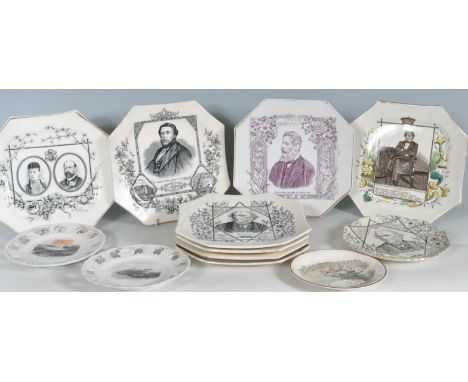 A collection of 19th century Victorian and 20th century ceramic commemorative plates to include 1866 Prime Minister, Fred Arc