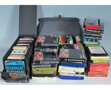 A large collection of approx 60+ retro vintage late 20th century 8 tracks comprising of Jimi Hendrix, Pink Floyd Steely Dan, 