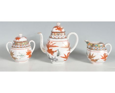 An early 20th century circa 1930’s Chinese oriental three piece ceramic / porcelain tea service comprising of a teapot, cream