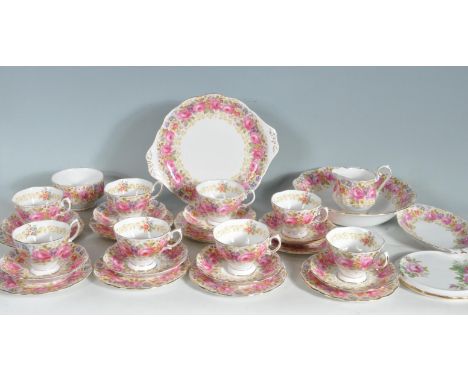 A vintage 20th century Royal Albert Serena pattern tea service comprising of cups, saucers, cake plates and more. The tea ser
