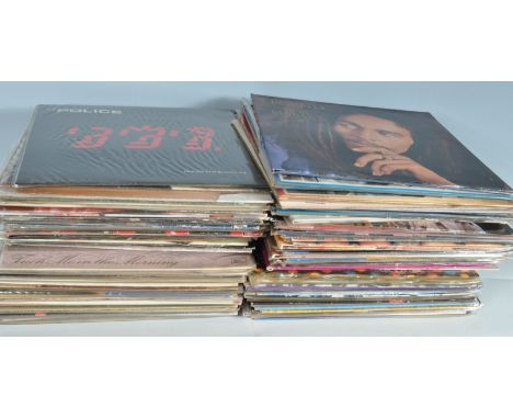 A large mixed group of 120+ vinyl long play LP record albums of varying artist and genres to include Bob Marley &amp; The Wai