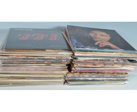 A large mixed group of 120+ vinyl long play LP record albums of varying artist and genres to include Bob Marley &amp; The Wai