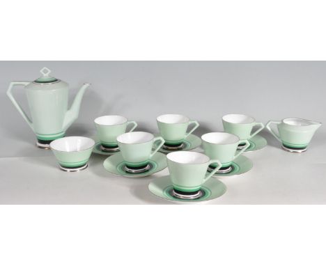 A vintage 20th century Art Deco style Noritake tea set / coffee set. The tea set comprising of six cups and saucers, teapot, 