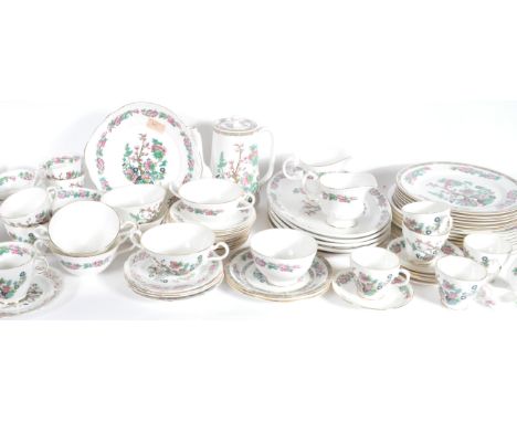 A large vintage retro 20th century fine bone china dinner service in Indian Tree pattern. The dinner service comprising of se