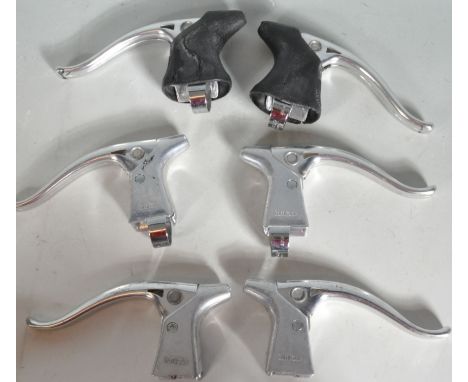 Vintage Bicycles and Spares - A collection of three pairs of retro vintage 1980s brake levers by Suntour Cyclone. Stamped Sun