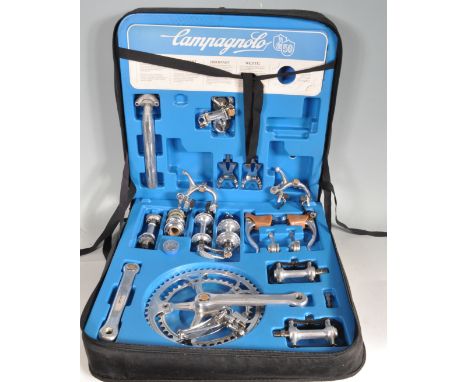 Vintage Bicycles and bike spares - A rare 1980s NOS / 'new old stock' Campagnolo 50th anniversary group set. All pieces havin