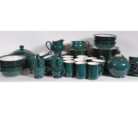 A large vintage 1960’s dinner service by Denby in a green pattern. The 8 setting dinner service comprising of dinner plates o