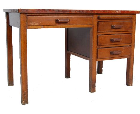 A vintage retro mid 20th century Air Ministry style desk / industrial desk having a rectangular form with single drawer to th
