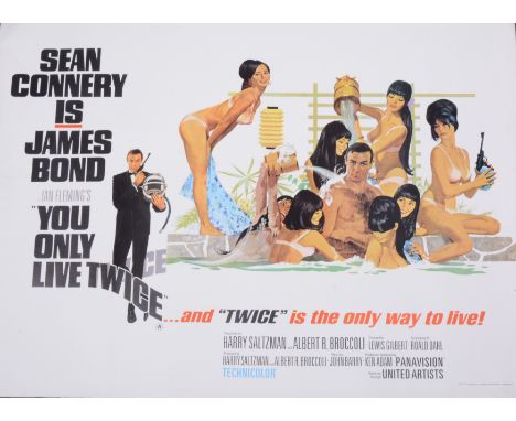 Original James Bond film movie poster "You Only Live Twice" full size single sheet depicting James Bond in a pool with Japane