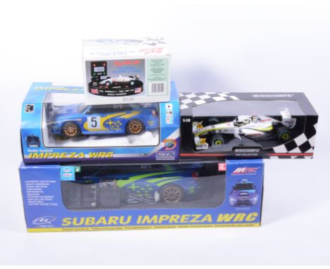 Minichamps 1:18 scale Brawn GP BGP 001 J. Button Brazil GP 2009 model boxed, RC remote control Subaru Impreza WRC 1:10 scale 