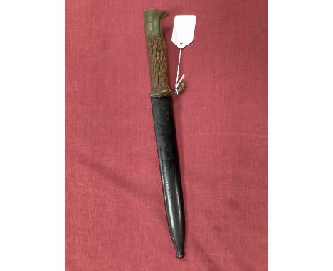 WWII German Third Reich Parade K98 Bayonet &amp; Scabbard, bayonet fitted with later wood grips.