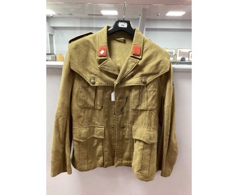 WWII German/Italian SS 'Sahariana' Style Field Blouse, interior ink stamp 'SS 1942', lapel tabs and fascist eagle patch, some