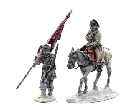 Approximately sixty-three Napoleonic Figures &amp; Horses some by E K Castings, four artillery pieces, and two small-scale di