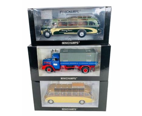 3x Minichamps 1/43 Scale Model Buses &amp; Trucks - Boxed&nbsp;
