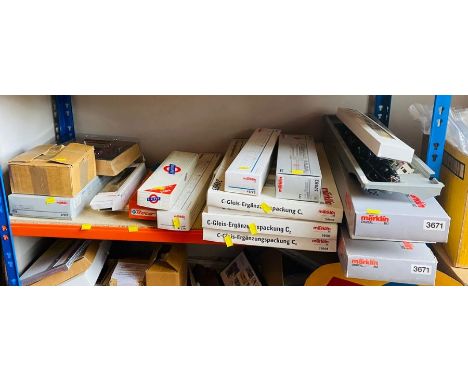Shelf of HO Model Railway - Removed from Marklin Model Rail Layout - contents remain unchecked, ICE Train Packs, some locomot