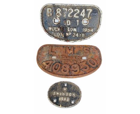 2x Original Cast Iron Wagon Plates &amp; 1x Locomotive Shed Plate (Swindon)&nbsp;