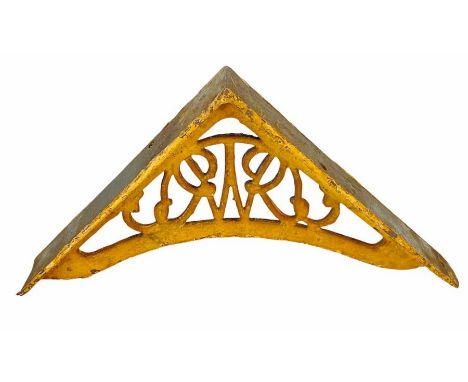 GWR Cast Iron Shelf Bracket with GWR Script Letting with the casting. Unrestored condition in original cream paint. (1)CONDIT