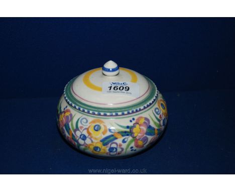 A Poole Pottery lidded Bowl, 4 1/2'' diameter, 4'' high.  