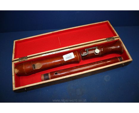 A boxed wooden Base Recorder by Venus