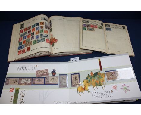 Two Stamp Albums including Golden Arrow and Stirling Albums with stamps from Italy, Germany, India, Australia, etc., plus Chi