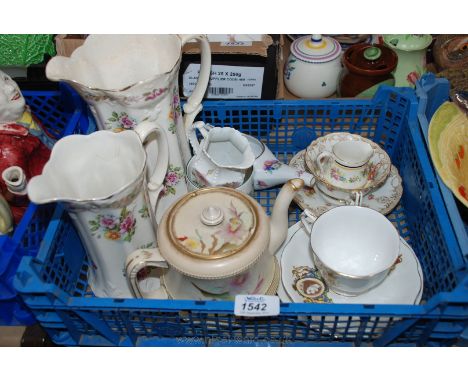 A Royal Albert Coronation Cup and saucer, two Ducal Jugs together with a Carltonware Teapot (No. 246832) and a Royal Doulton 