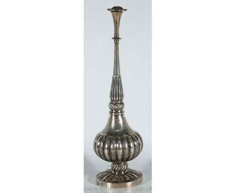 A fine Chinese Canton silver Indian market rosewater sprinkler c. 1860, marked for Hoaching. Typically finely cast and chisel