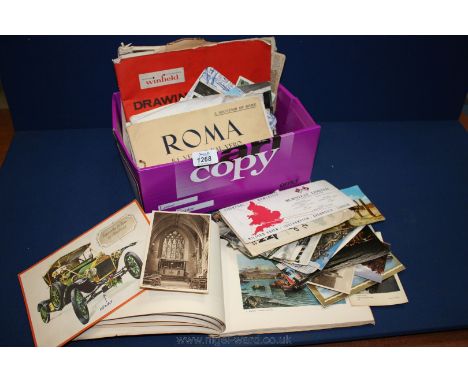 A quantity of postcards plus souvenir photo book of Roma and of Ricordo di Napoli etc, a scrapbook of Cardiff, 1960's Cardiff