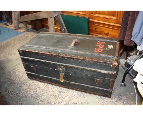 A 19th c. French wardrobe Trunk ''Le Depose'' Paris - belonged to Bacon family that served in Zulu conflicts 