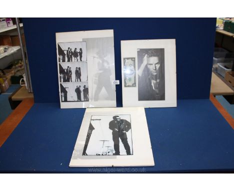 Three clip frame prints from a film strip including a two dollar note.