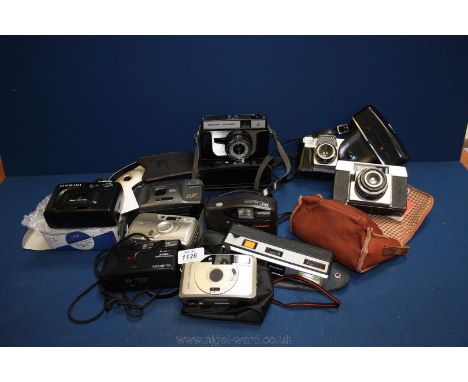 A quantity of Cameras including Ilford, Minolta, Olympus, Cosmic Symbol, an Instant Load 126 Kodapak Cartridge Camera, etc.