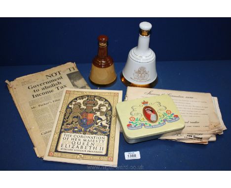 One Wade  white bells bottle commemorating the birth of Prince William plus a Wade bells whisky decanter together with 'Not Y